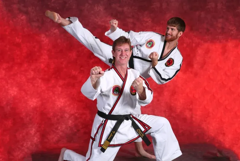 Martial arts students training